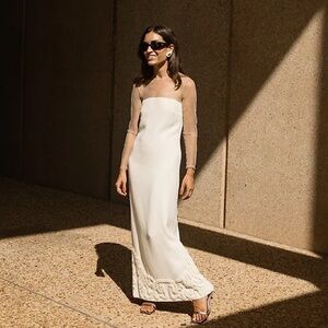 NWT Antonio Melani x Elizabeth Damrich Mesh Crepe Soutache Full Length Dress